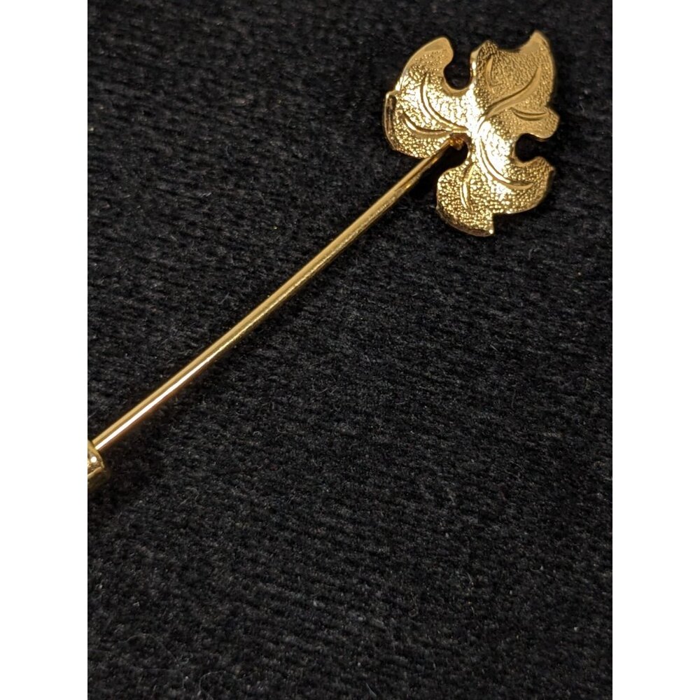 Vintage Gold Tone Curved Leaf Short Stick Pin 2 inch Textured - Picture 10 of 11